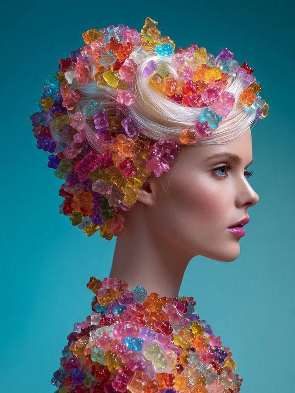 High fashion surreal portrait of a model in Midjourney AI