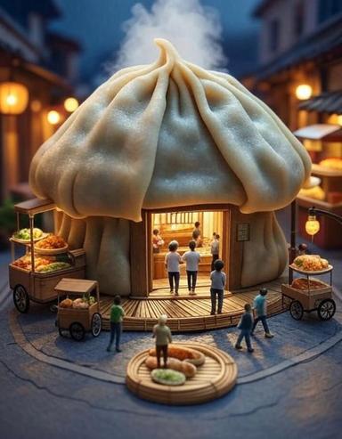 Create a 3D miniature-style restaurant with generative prompt in Grok 