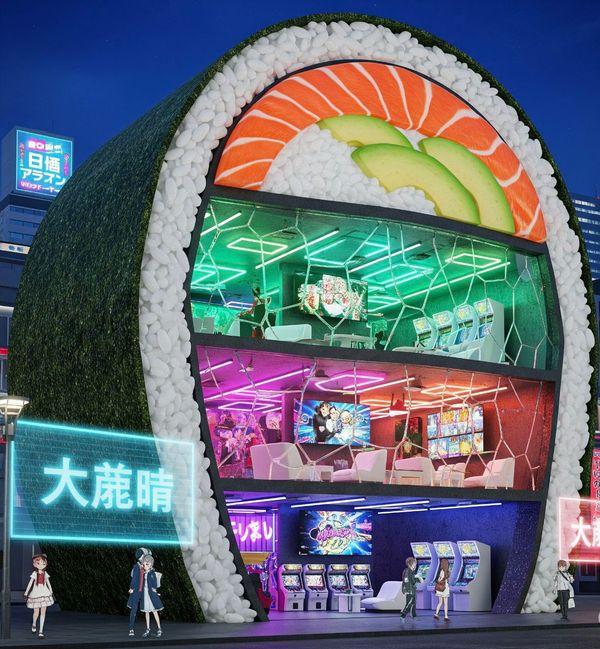 Create image of a sushi 🍣 restaurant in Gemini AI