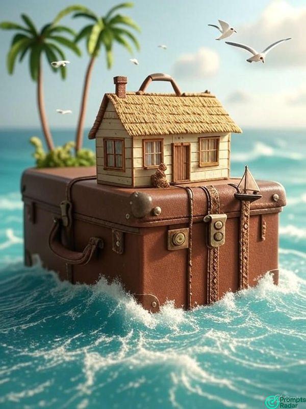 Grok prompt to create image of a vacation in AI 3D 