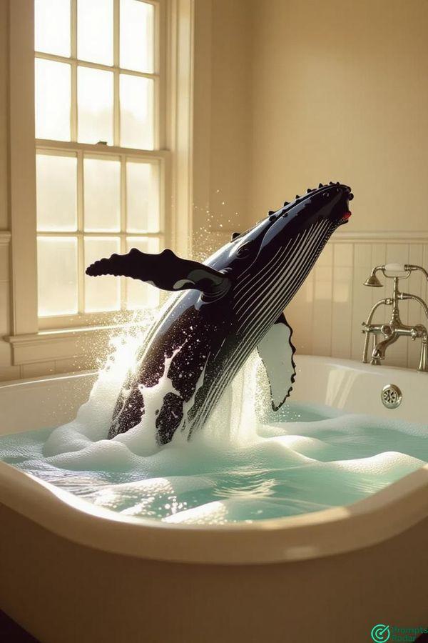 A whale 🐳 in a tub with a Grok prompt 