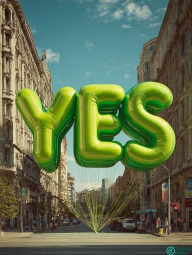 Midjourney prompt to create logo balloons by urban scene 