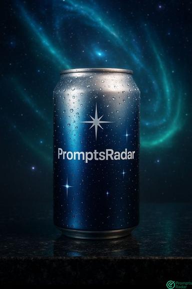 A photography prompt in Copilot Ai to create a single can of soft drink 