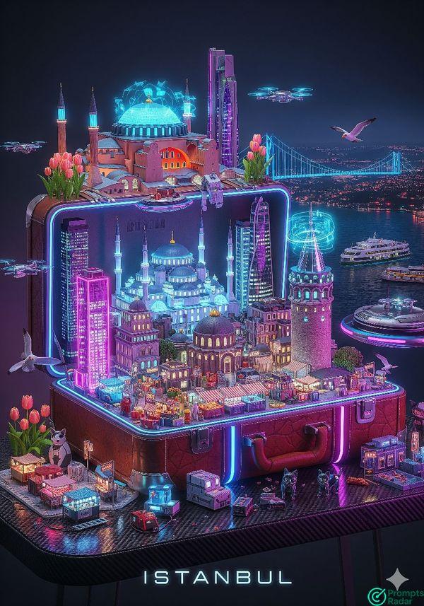 Cyberpunk miniature world photography with a Nano Banana prompt 