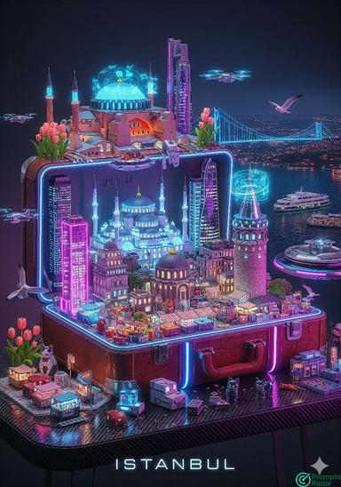 Cyberpunk miniature world photography with a Nano Banana prompt 