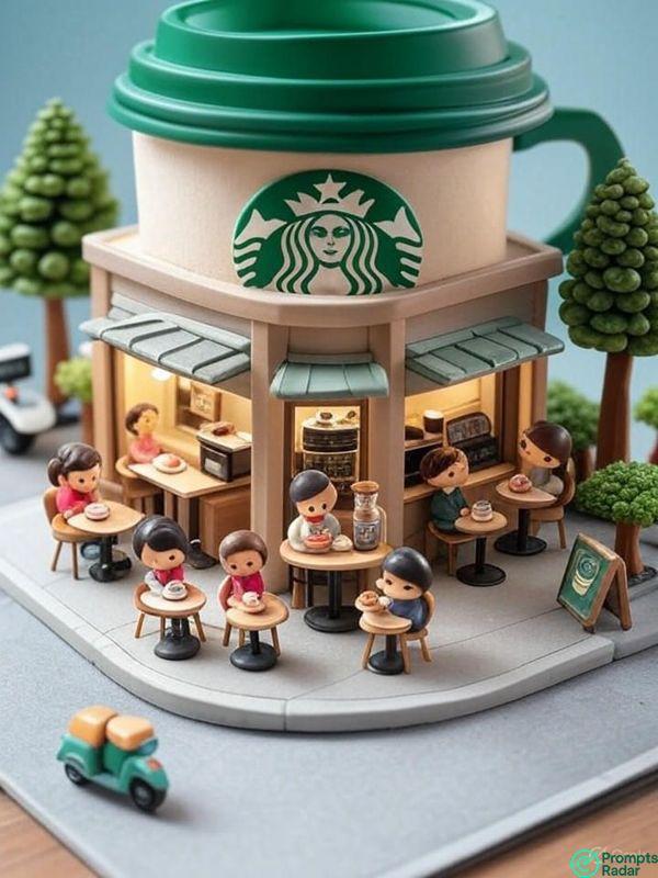 Create a cute 3D miniature scene in Grok AI prompt 