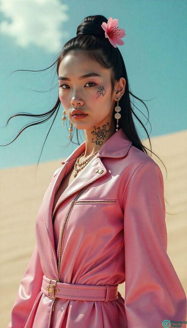 Wide shot prompt to create fashion model in Flux Ai
