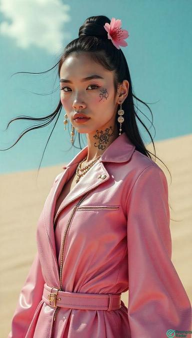 Wide shot prompt to create fashion model in Flux Ai