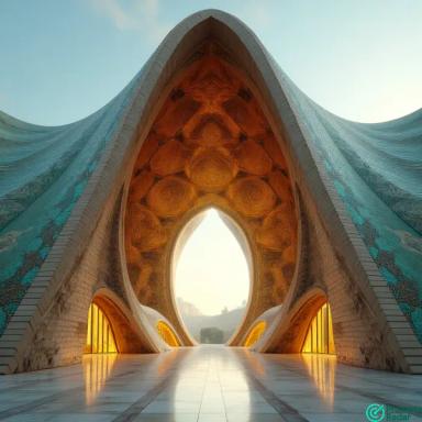 A modern architectural building prompt in Free AI image generator