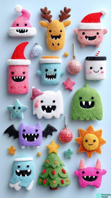 How create Cute handmade party characters with Midjourney prompt 