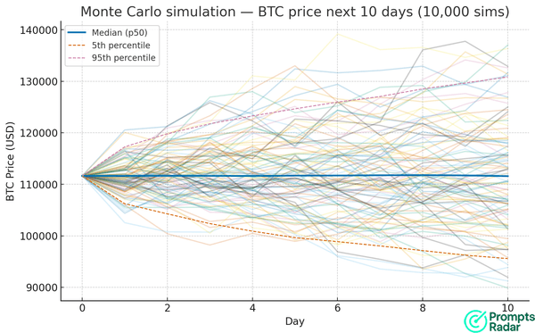 A ready-to-reuse parametric prompt for running a Monte Carlo simulation on Bitcoin price prediction