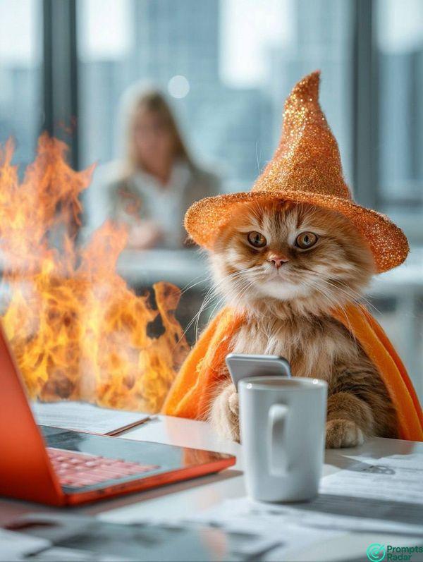 Midjourney prompt to create a cute fluffy orange tabby cat 