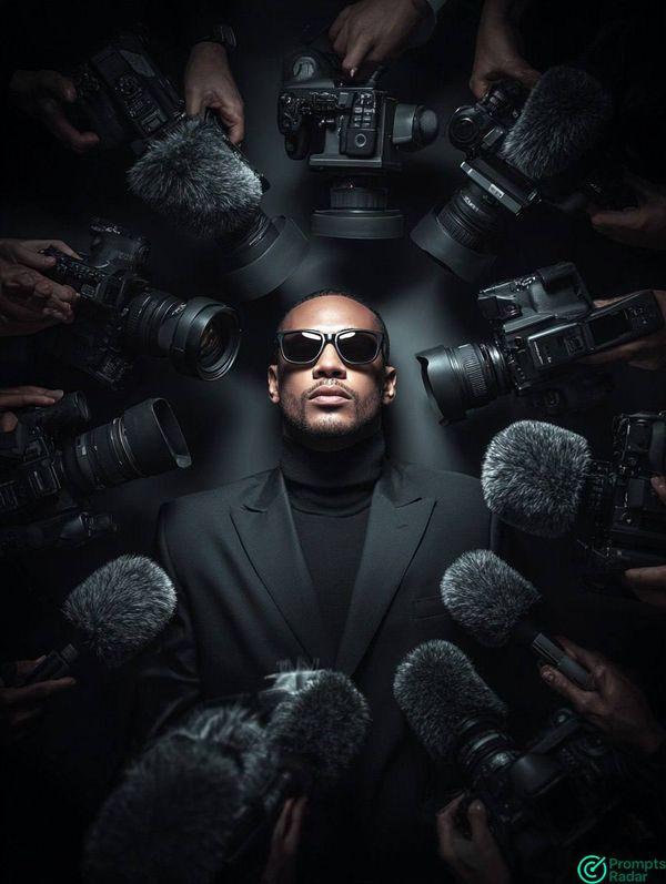 Take a studio shot with a Midjourney prompt by press media 