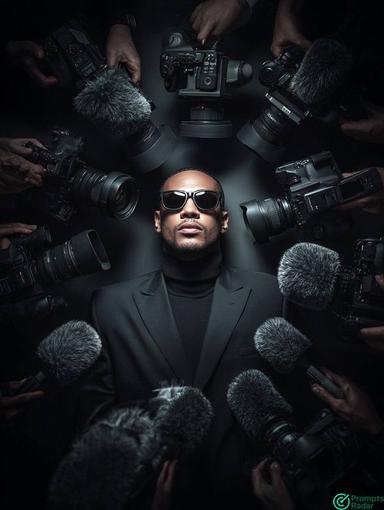 Take a studio shot with a Midjourney prompt by press media 