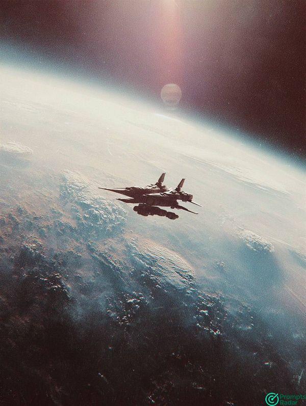 Vintage 1970s Sci-Fi Spaceship Photo creation with Midjourney prompt 