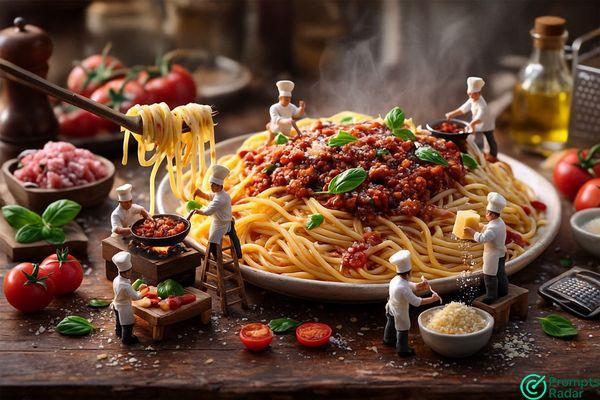 Miniature Chefs' Giant Bolognese Diorama creation with Chatgpt 5.1