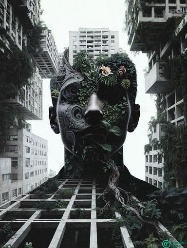 Surreal Urban Nature Silhouette portrait prompt with Grok Ai