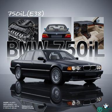 BMW E38 750iL Cinematic Poster advertising with Gemini nano Banana prompt 