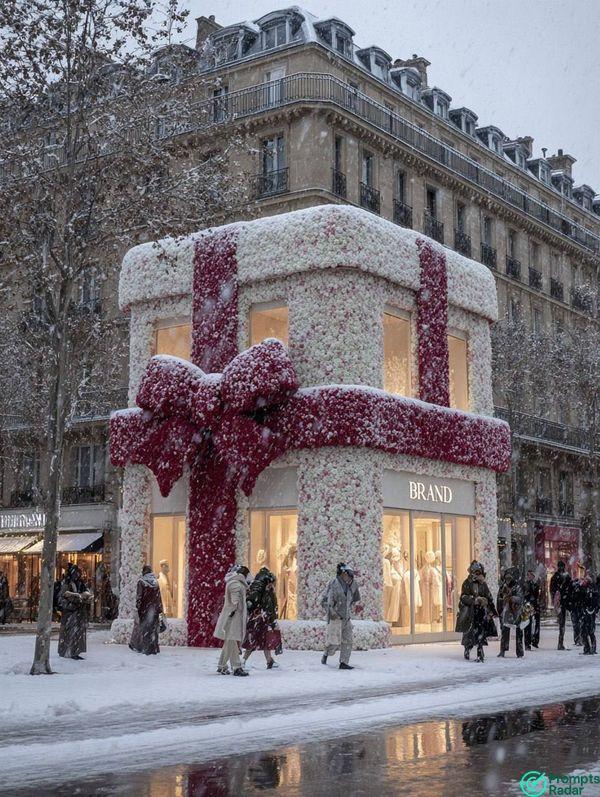 Surreal Floral Christmas Gift Store in Midjourney AI 