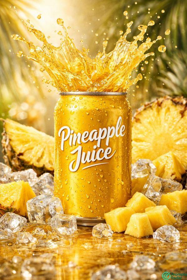Tropical Pineapple Juice Splash Ad prompt in Chatgpt advanced image Creator 
