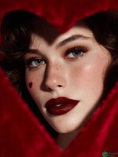 Glamorous Valentine Velvet Beauty prompt for Midjourney AI 