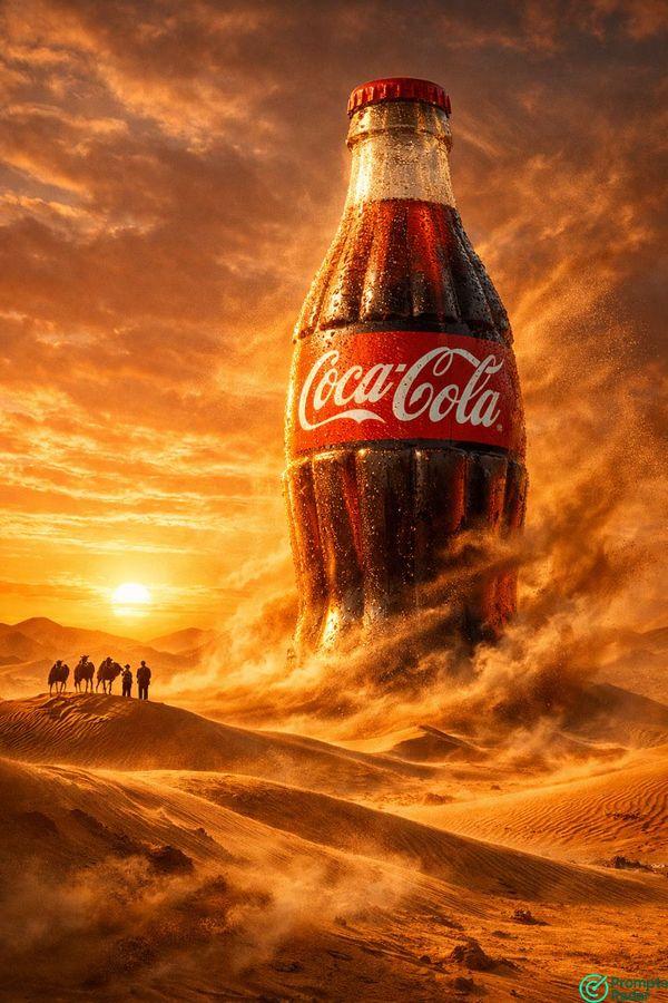Epic Desert Cola Bottle advertising prompt with Chatgpt 