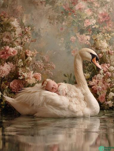Newborn Swan Dream Photography prompt with Midjourney 