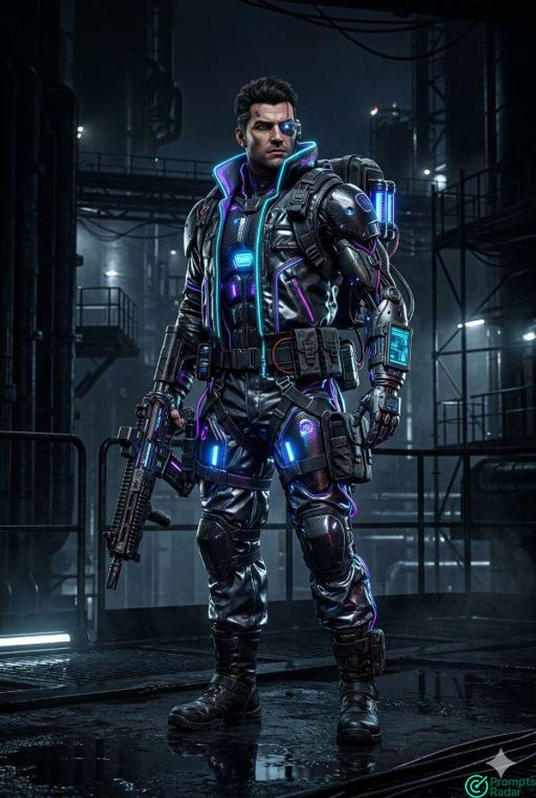Futuristic Cyberpunk Techwear Character Design prompt battle ChatGPT vs Nanono Banana