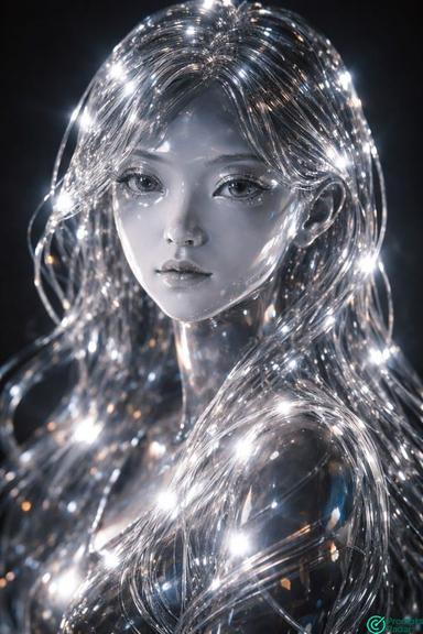 Glass Sculpture Portrait with Internal Glow Photography prompt