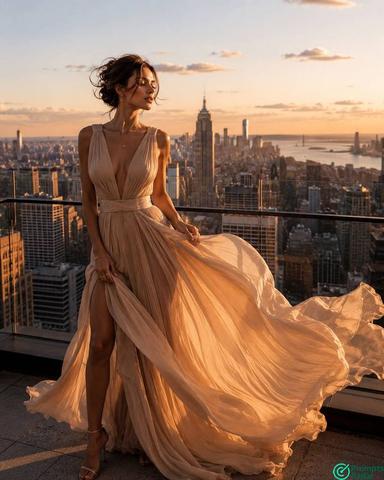 Fashion Influencer Golden Hour Rooftop Editorial prompt for Instagram