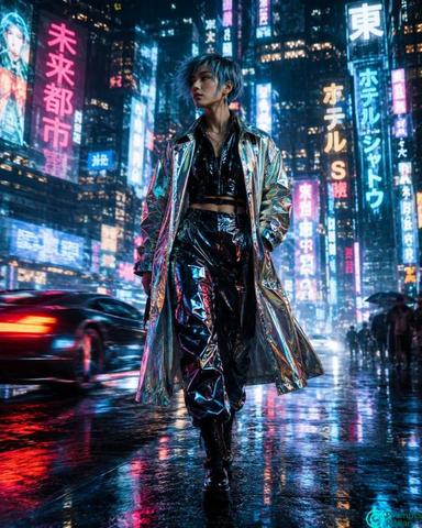 Cyber-Fashion Nightlife Aesthetic Photography prompt