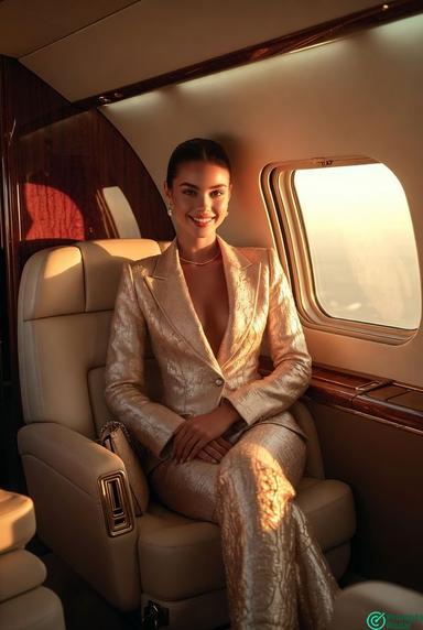 Glamorous Influencer Luxury Jet Editorial photography prompt