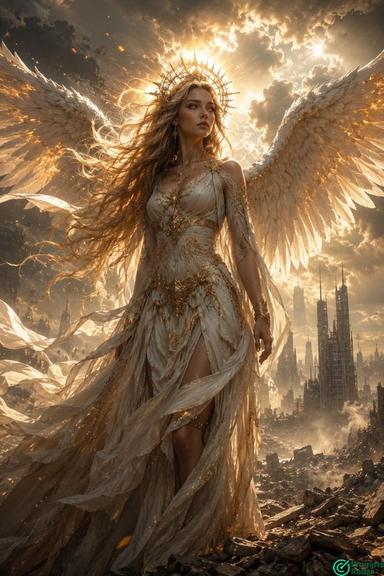 Cinematic Art prompt for Heavencore Angel at the End of the World