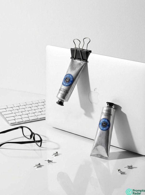 Premium Office Chic Beauty Product Editorial prompt for Photorealistic Desk Aesthetic