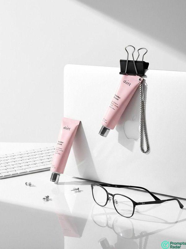 Premium Office Chic Beauty Product Editorial prompt for Photorealistic Desk Aesthetic