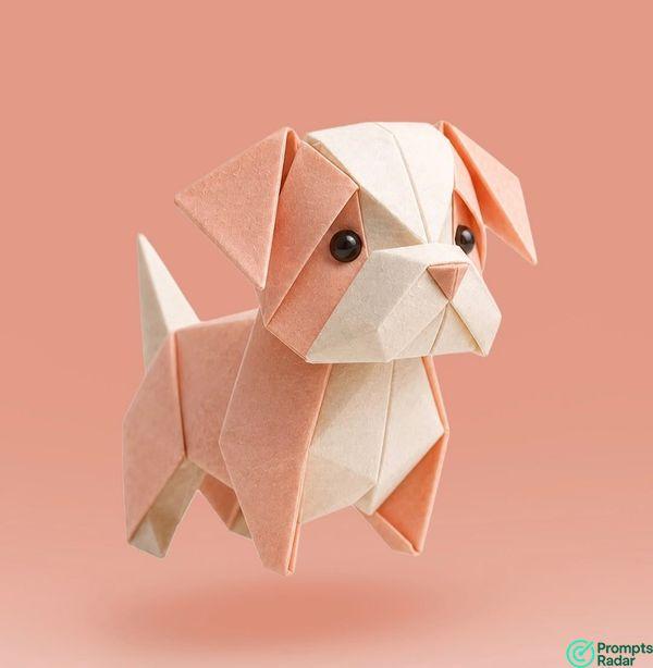 Photorealistic Origami 3D Render prompt Dual-Tone Paper Art & Realistic Textures