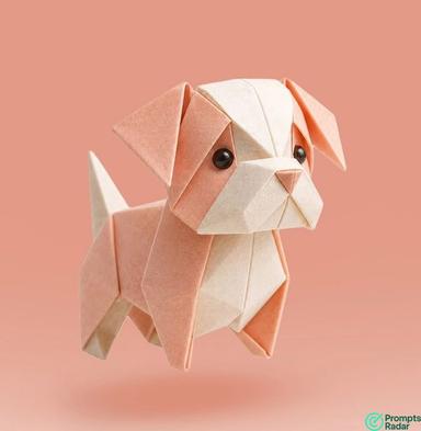 Photorealistic Origami 3D Render prompt Dual-Tone Paper Art & Realistic Textures