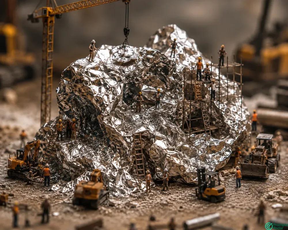 Ultra-Realistic Macro Photography Prompt: Ordinary Objects as Massive Construction Sites