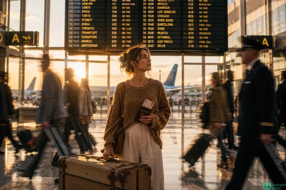 Cinematic Airport Departure: Golden Hour Travel Story prompt compare Chatgpt vs Grok