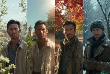 One Person, Four Seasons: A Visual Narrative of Character Consistency & Seasonal Transformation