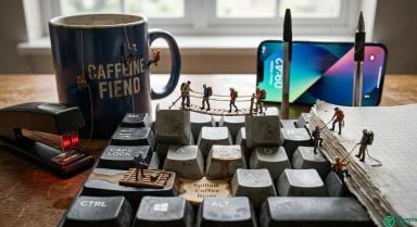 Tiny World Adventure Prompt Battle: Macro Lens Exploration of a Giant Office Desk