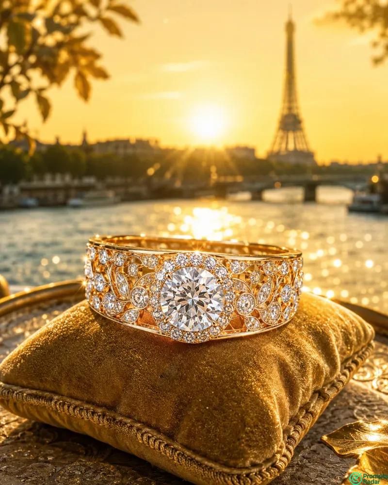 Luxury Jewelry Photography Golden Hour Paris Elegance Prompt