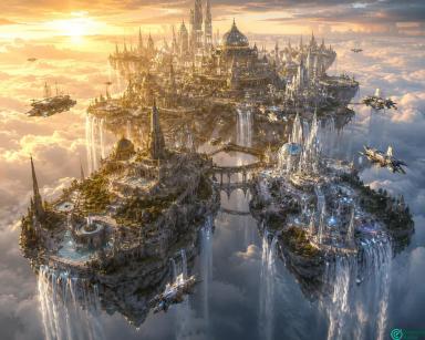 Celestial Metropolis: A Floating Fantasy City Above the Clouds