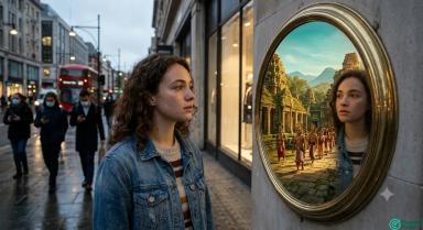 Hyper-realistic Reflection Photography prompt: Unveiling Alternate Realities